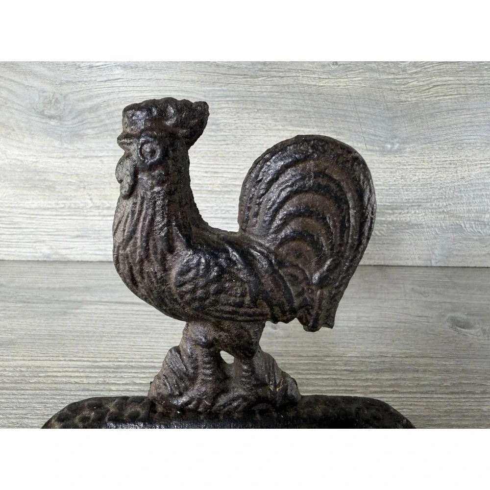 Vintage Rustic Cast Iron Rooster Soap Sponge Dish Farmhouse Chicken